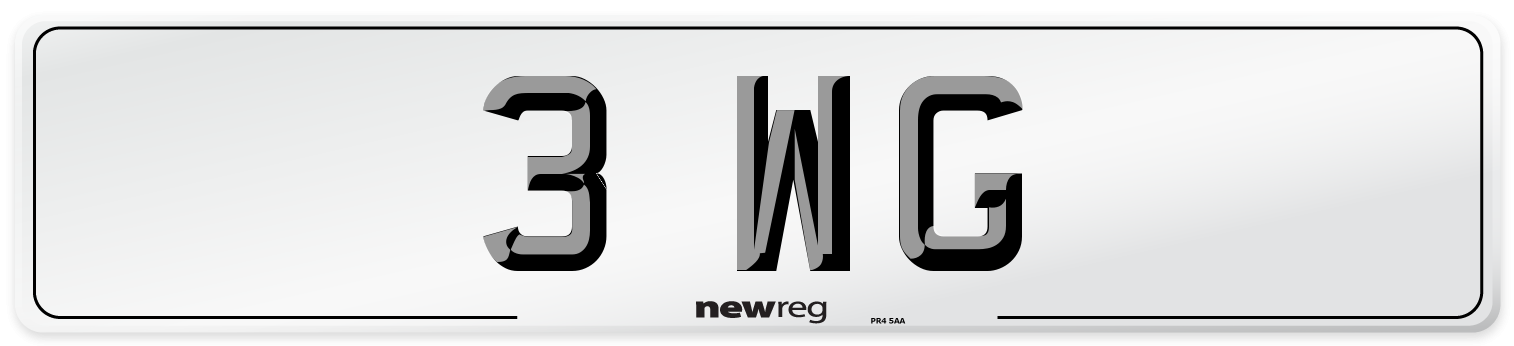 3 WG Number Plate from New Reg